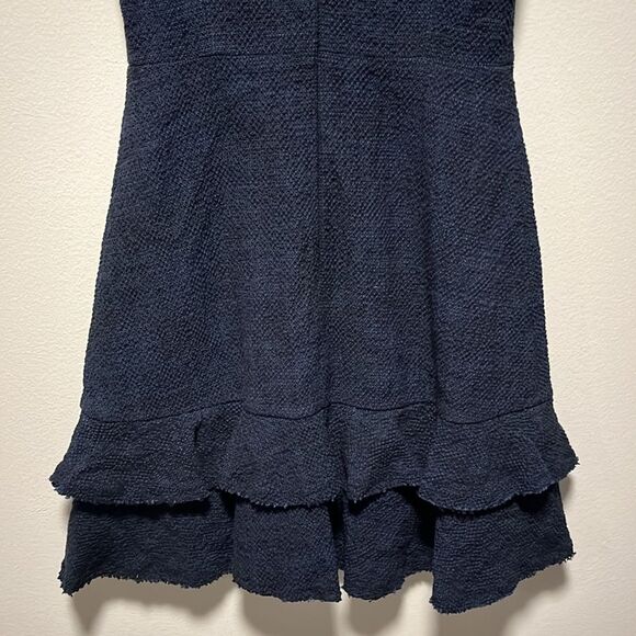 REBECCA TAYLOR Tweed Ruffle Hem Mini Dress, Royal Blue/Black, Size 2 - Picture 9 of 13